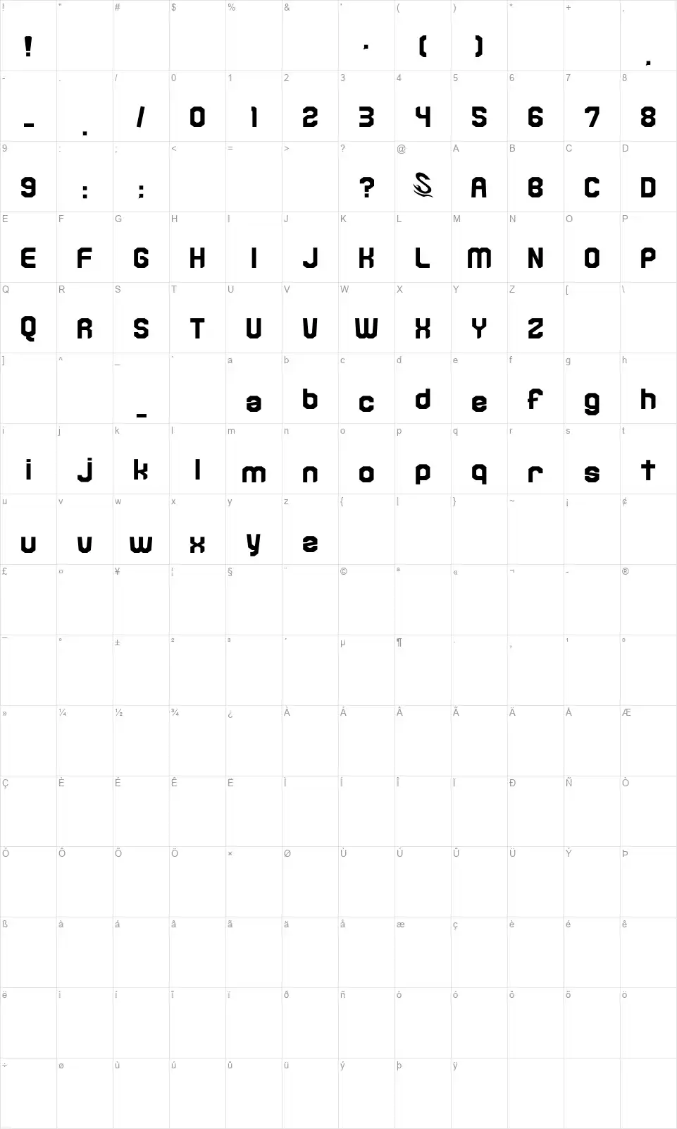 Kamone 6font character map