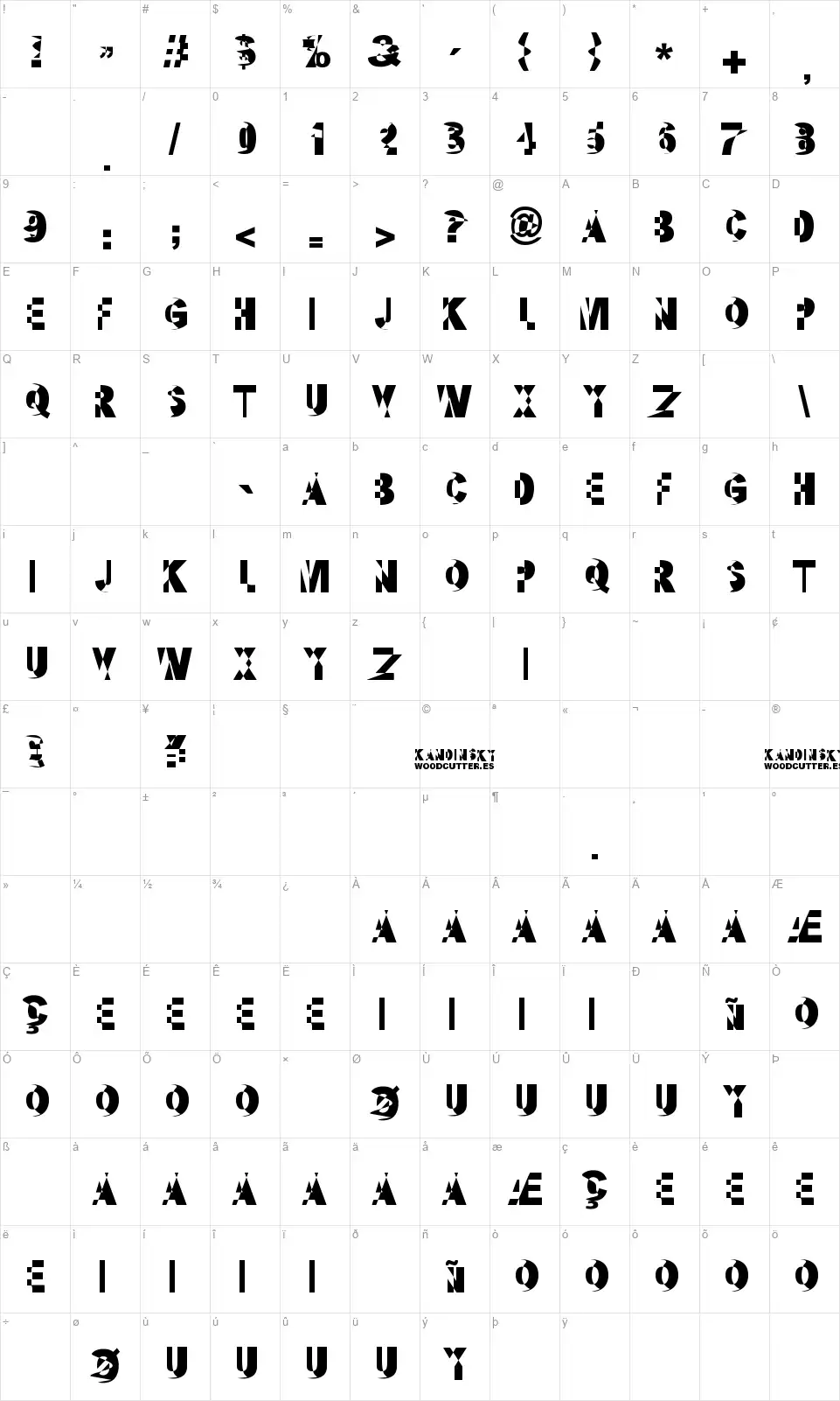 Kandinskyfont character map