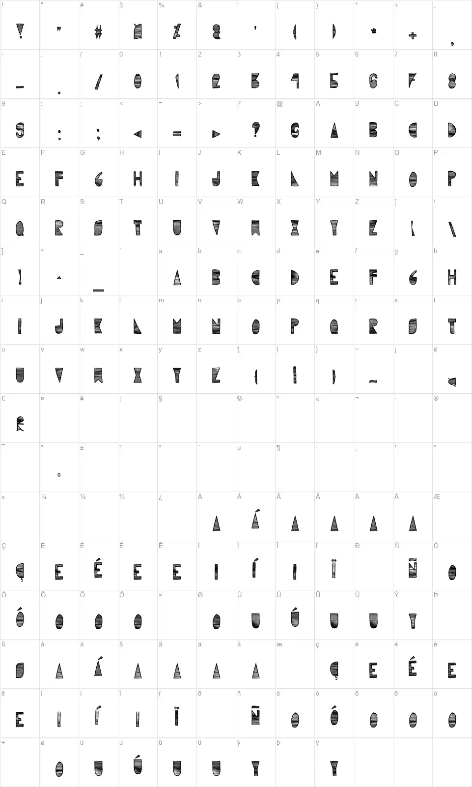Karlie Elizabethfont character map
