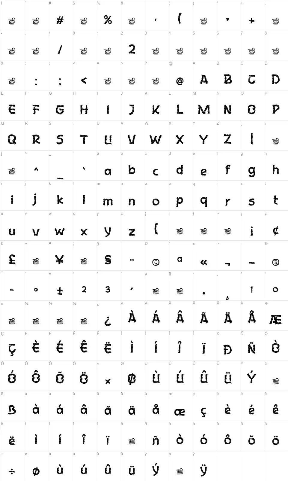 Kellas Berat Map Kellas Beratfont character map