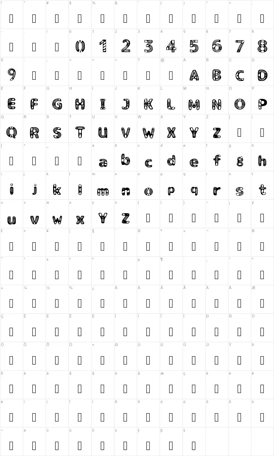 ketapang stole Map ketapang stolefont character map