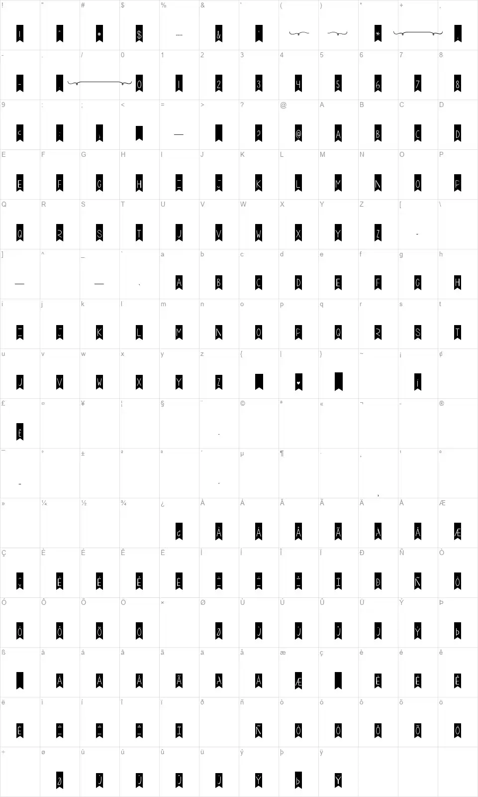 KG A Little Swagfont character map