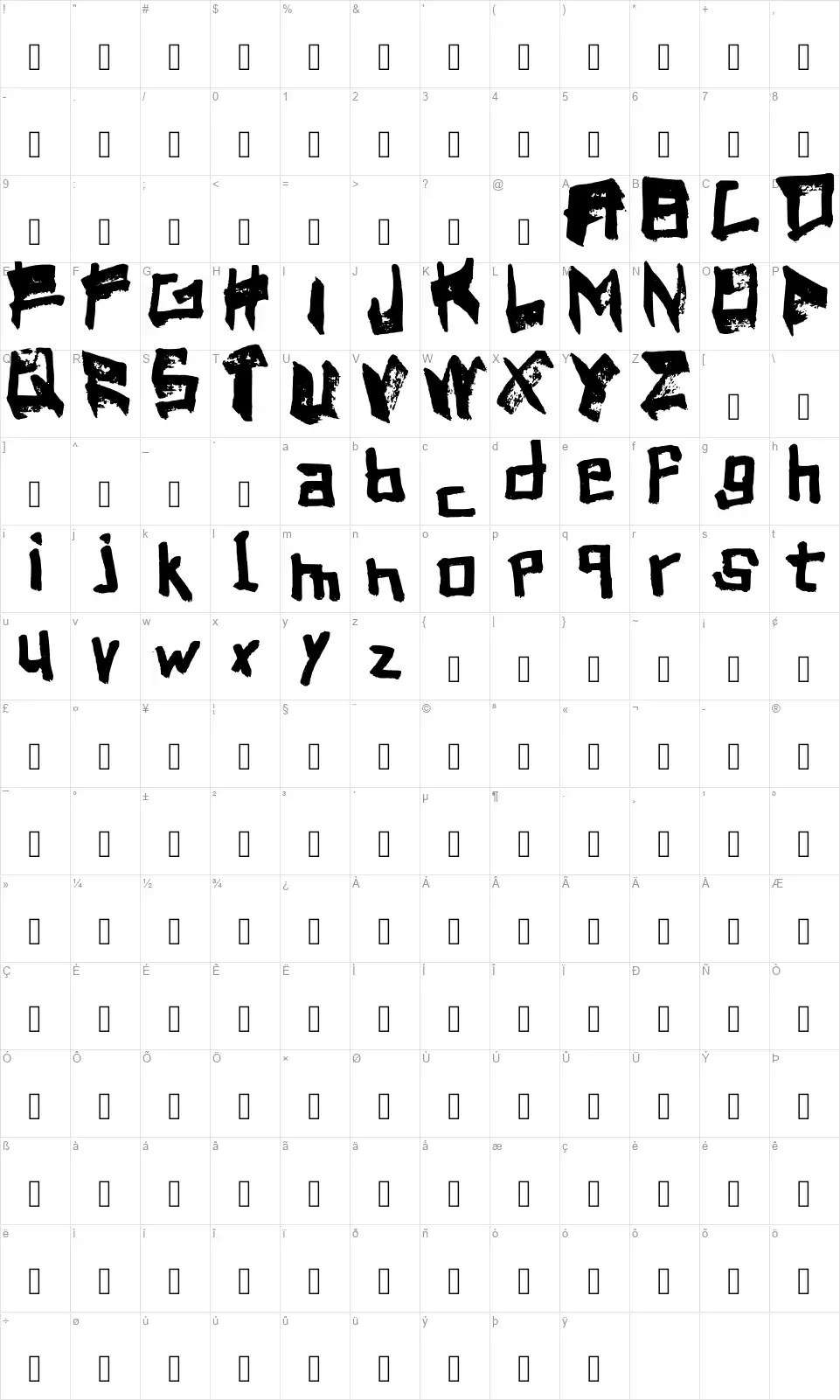 Kingofffont character map