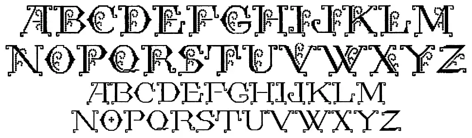 Kingthings Embroideryfont specimens