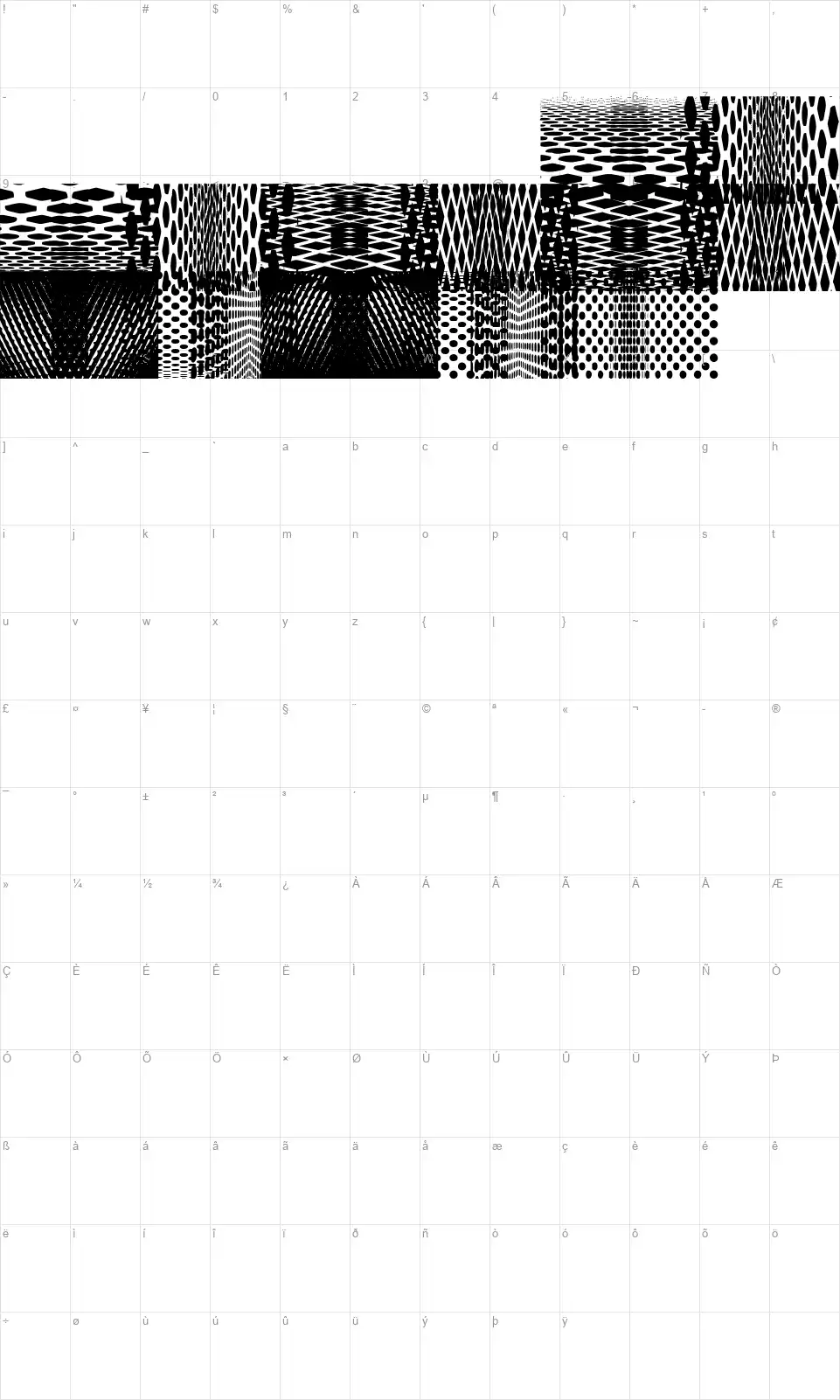 KleinKarpetsfont character map