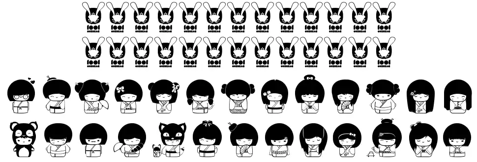 Kokeshi Kawaiifont specimens