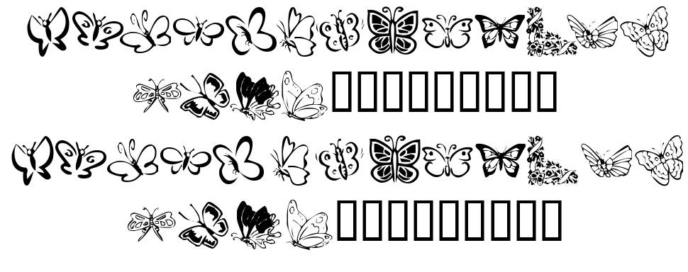 KR Butterflies font specimens