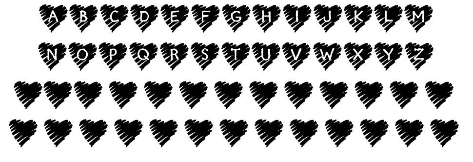 KR Scribble Heart font specimens