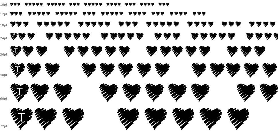 KR Scribble Heart font Waterfall