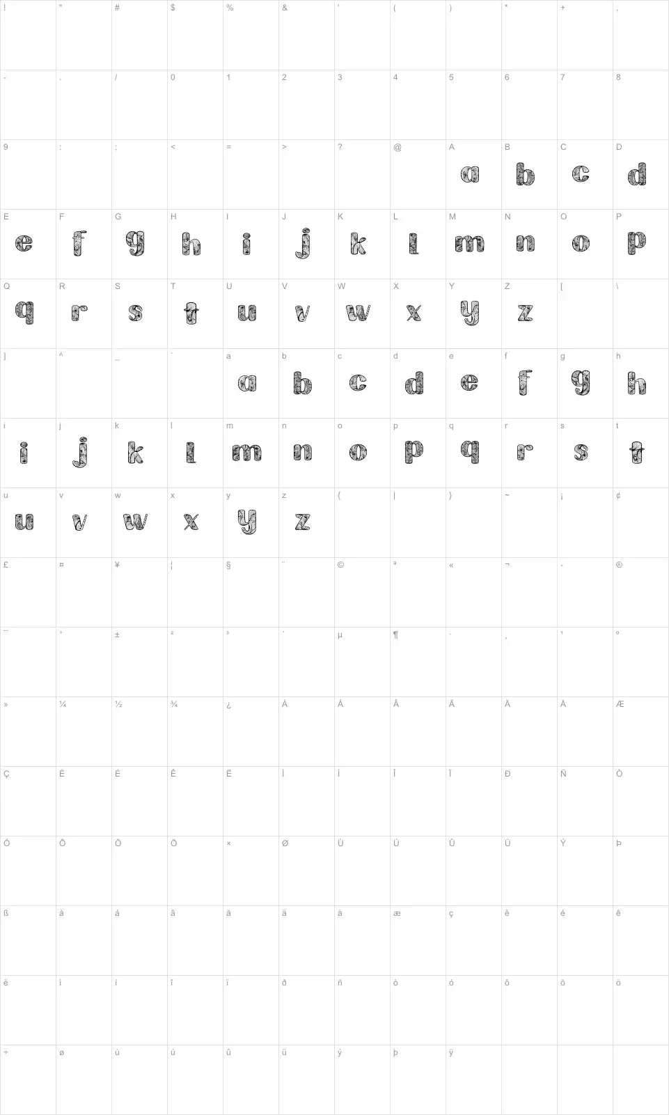 Labrint Map Labrintfont character map
