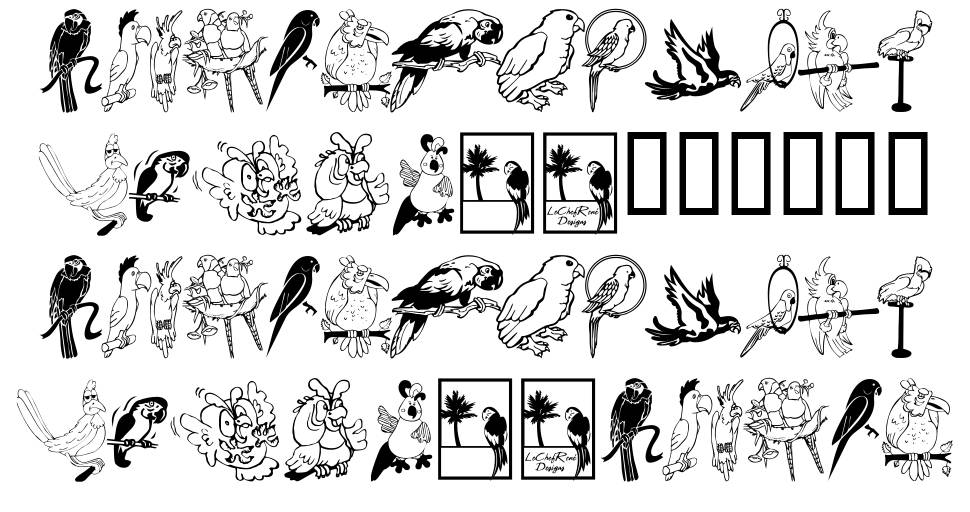 LCR Parrot Talk font specimens