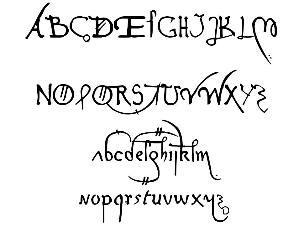 Leonardo Hand F font specimens