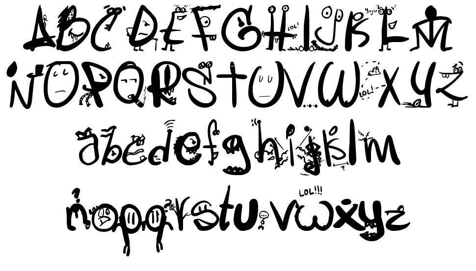 Letras Locas fonte Espécimes