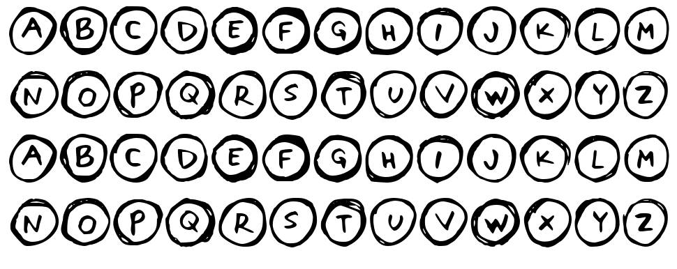 Letters in Circles fonte Espécimes