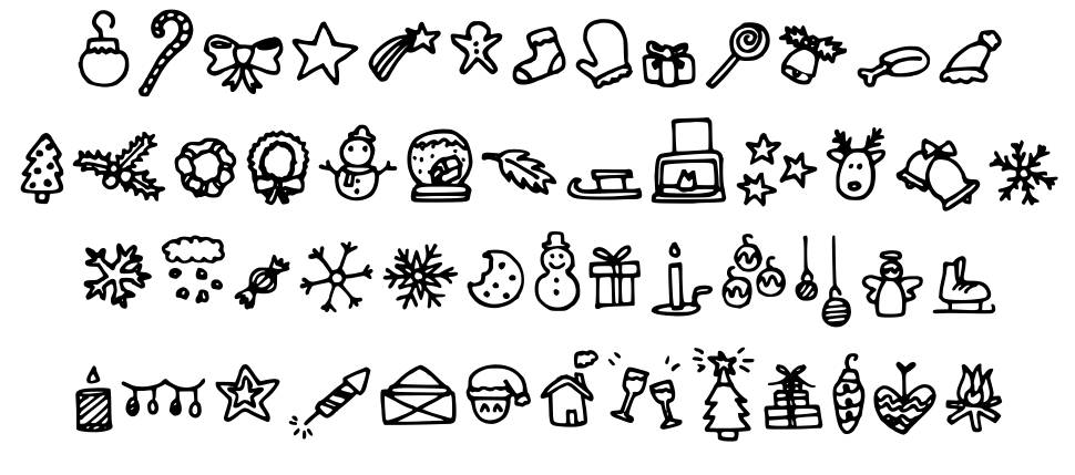 Lettertype Mies Christmas Icons шрифт Спецификация