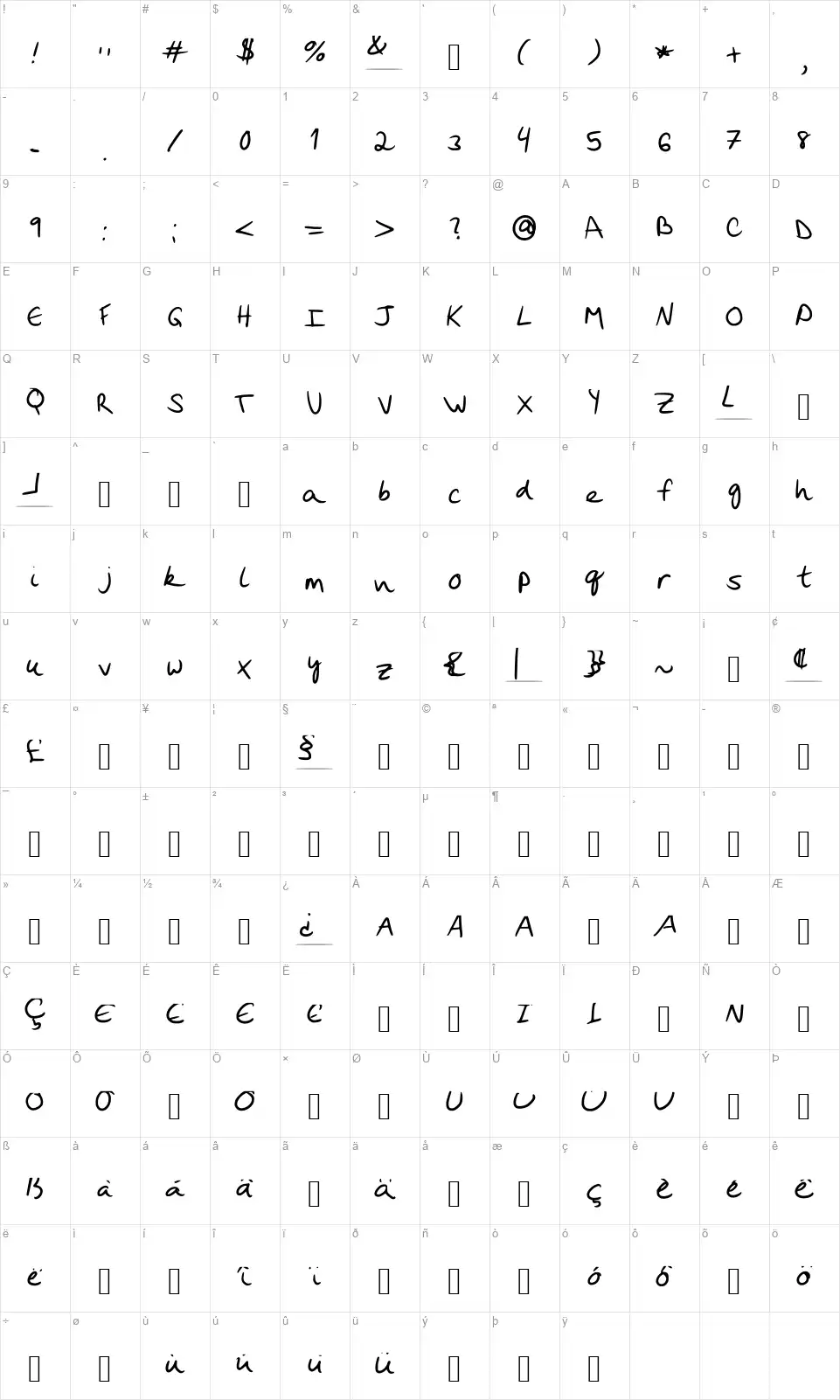 LeyFontfont character map