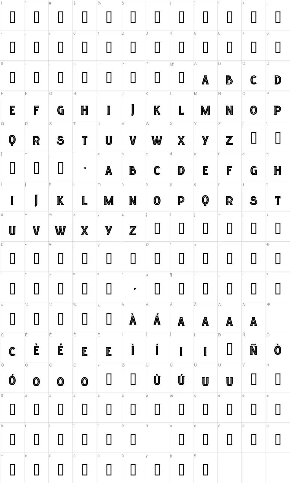 Lgf Elucidar Titularesfont character map