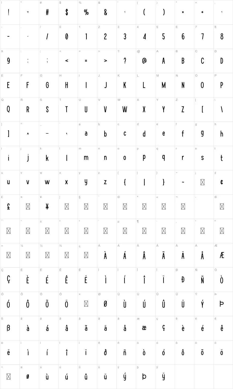 Lieder Map Liederfont character map