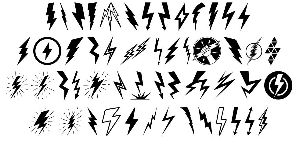 Lightning Bolt font specimens
