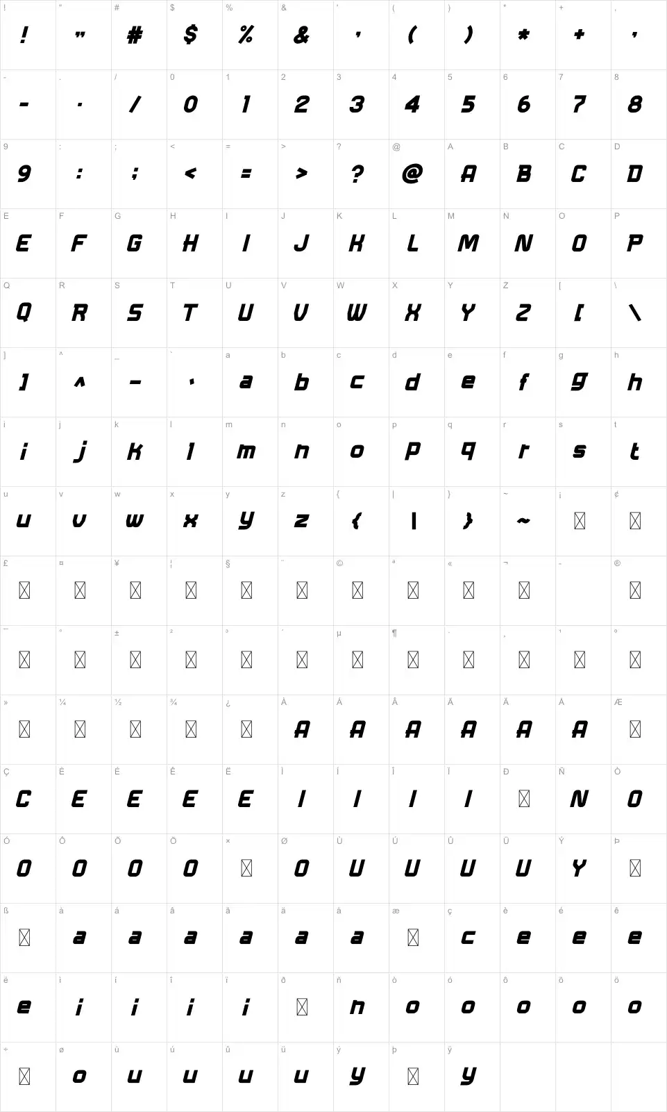 Lighton Map Lightonfont character map
