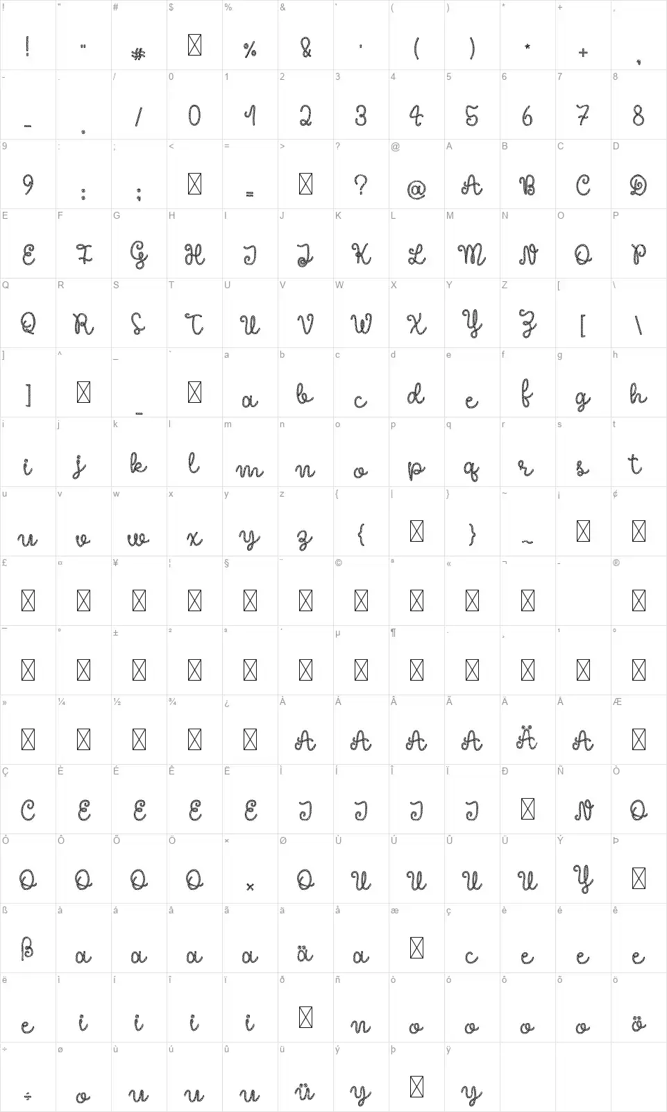 Like A Ropefont character map