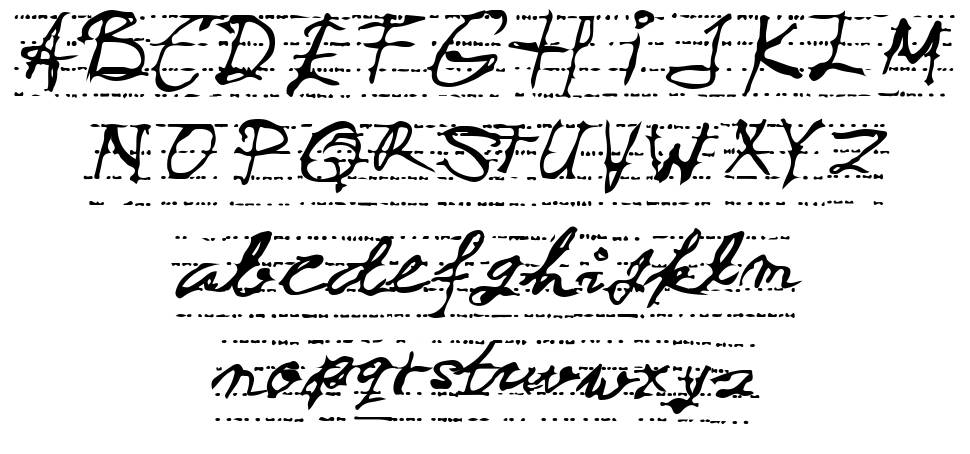 Line Script fonte Espécimes