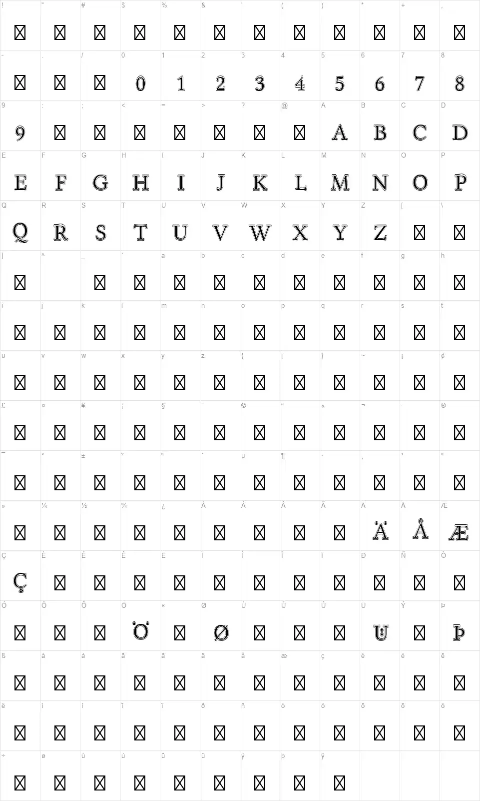 Linux Libertinefont character map