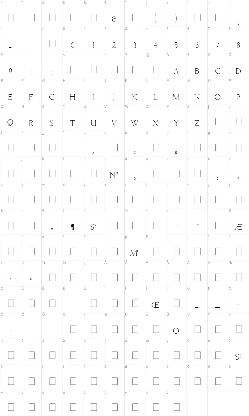 Livia Mediumfont character map