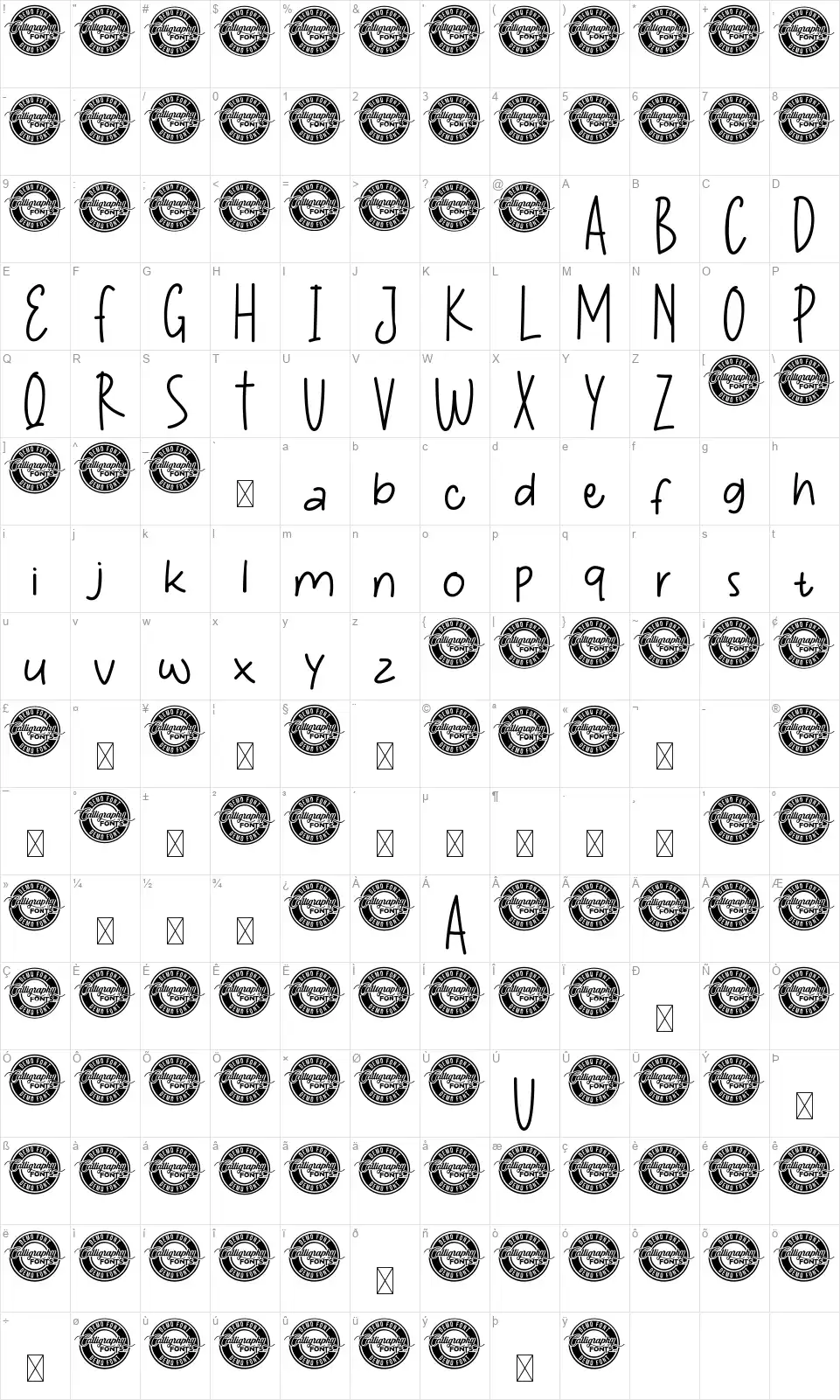 Lollipop Jarfont character map