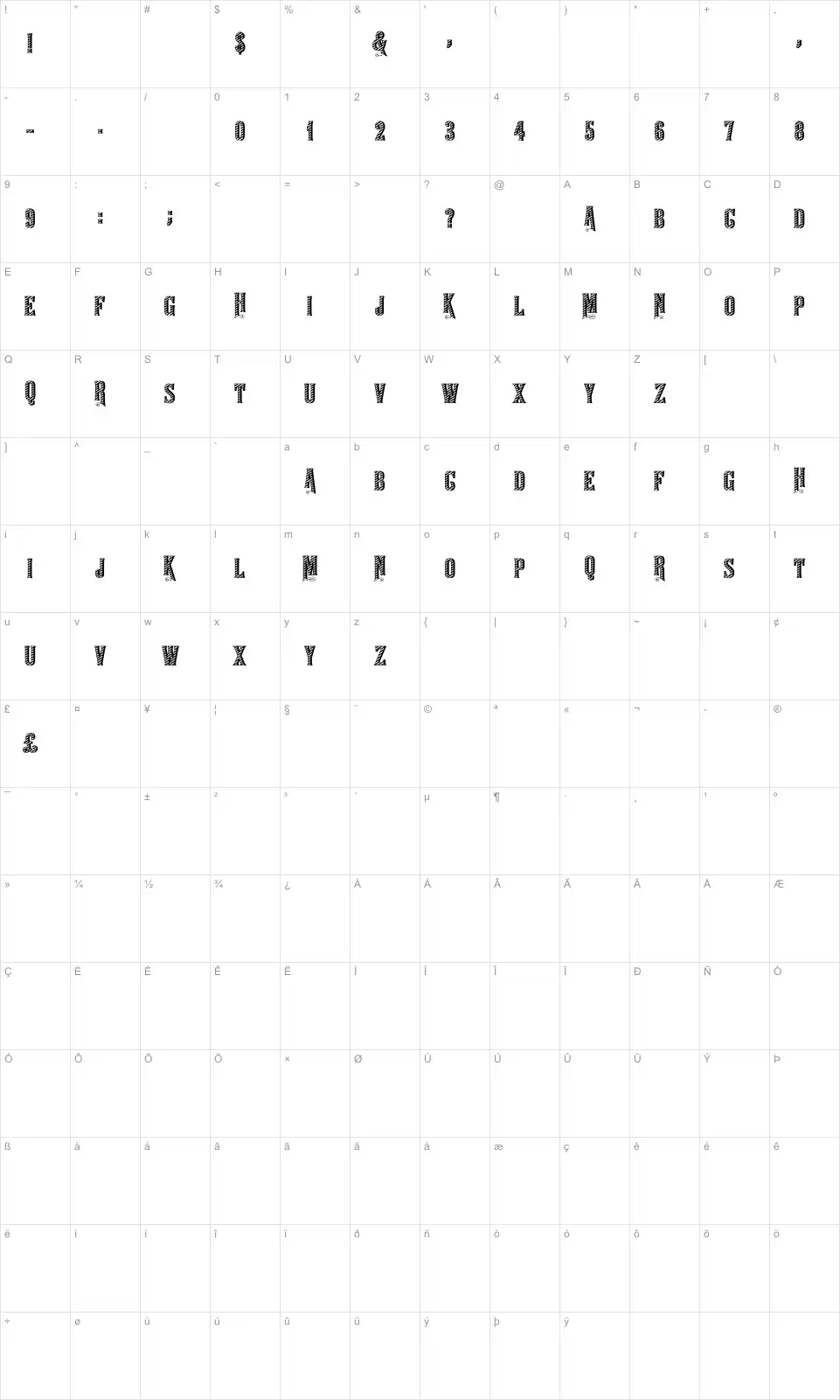 Louise XIV Map Louise XIVfont character map