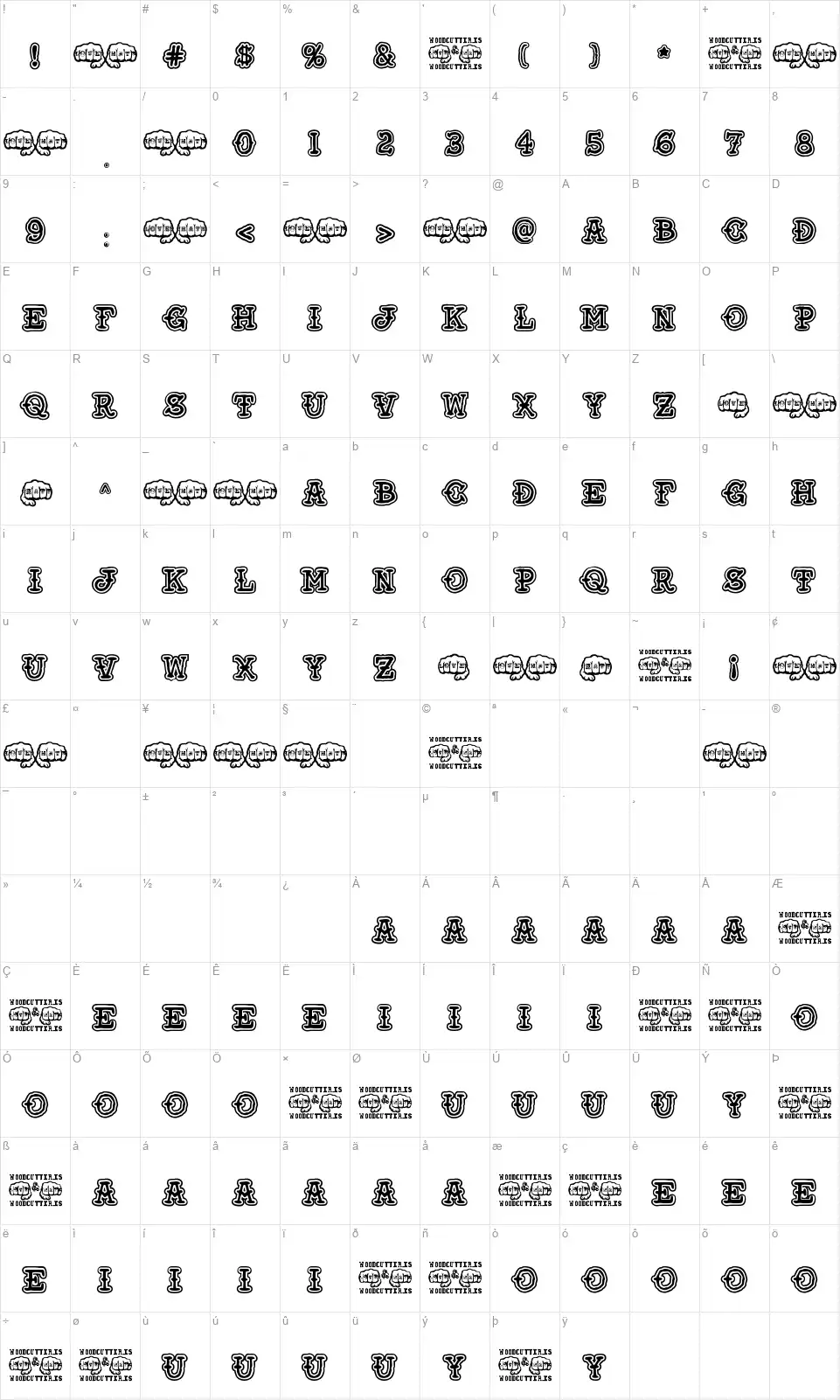 Love and Hatefont character map