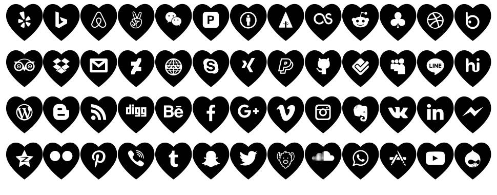 Love Social Media font specimens