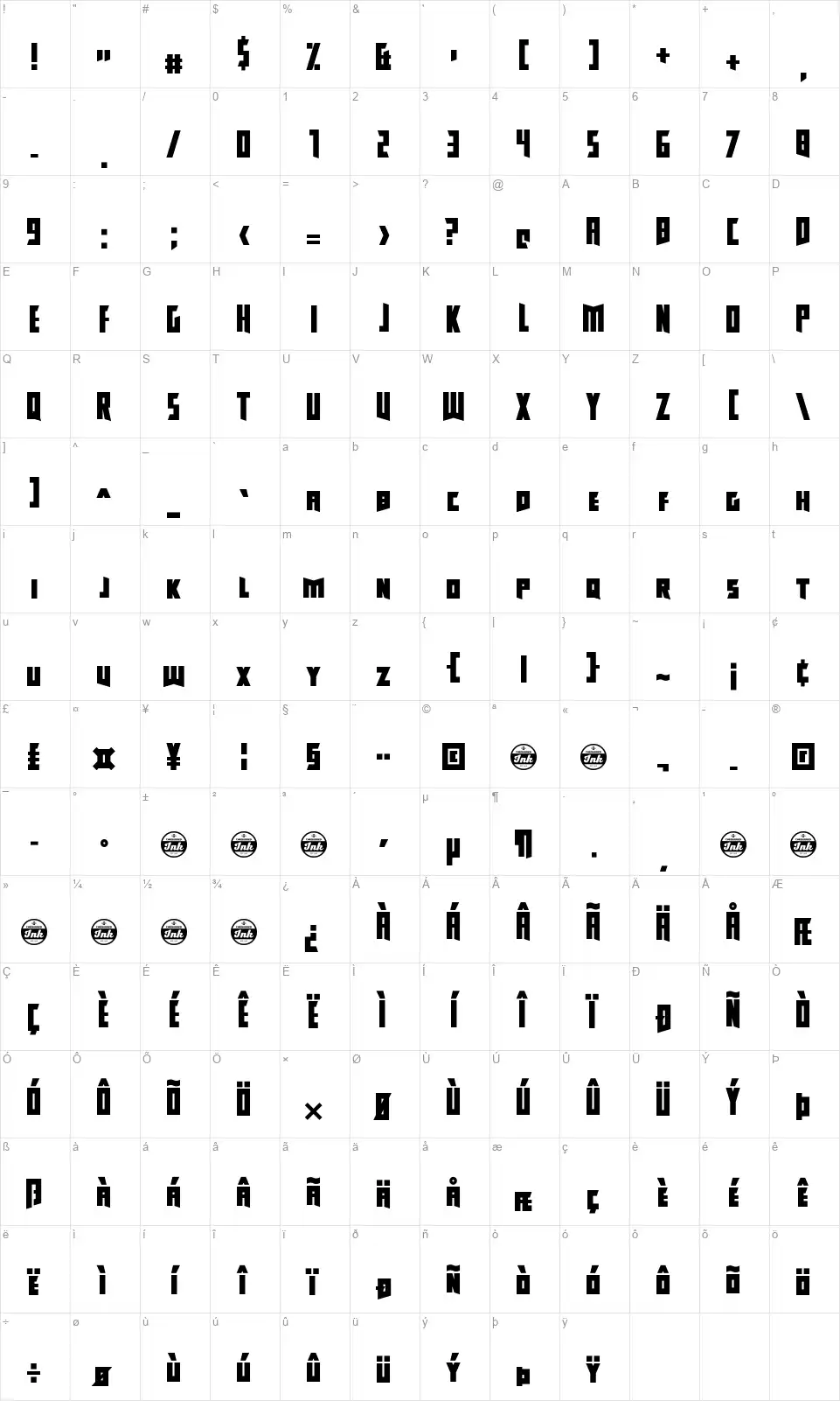 Lovesaucefont character map