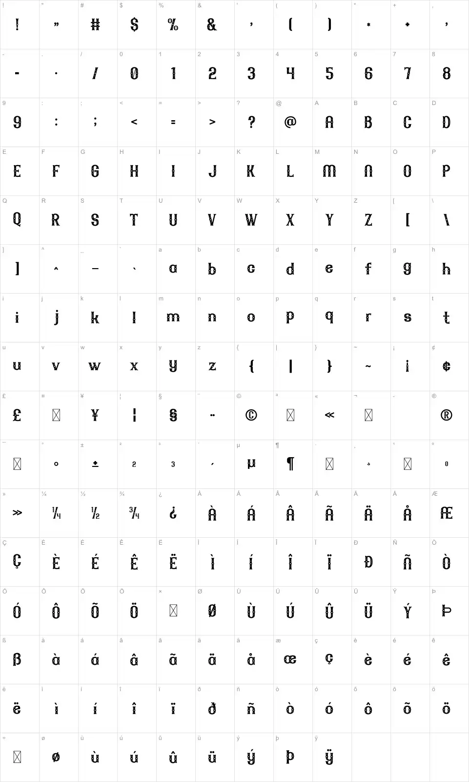 Luchados Map Luchadosfont character map
