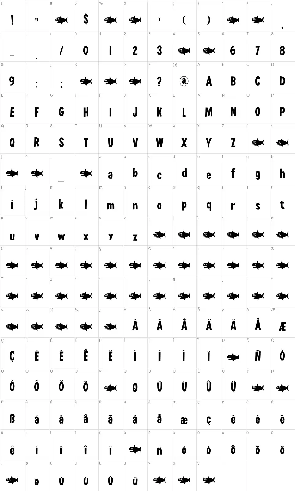 Lucky Goldfishfont character map
