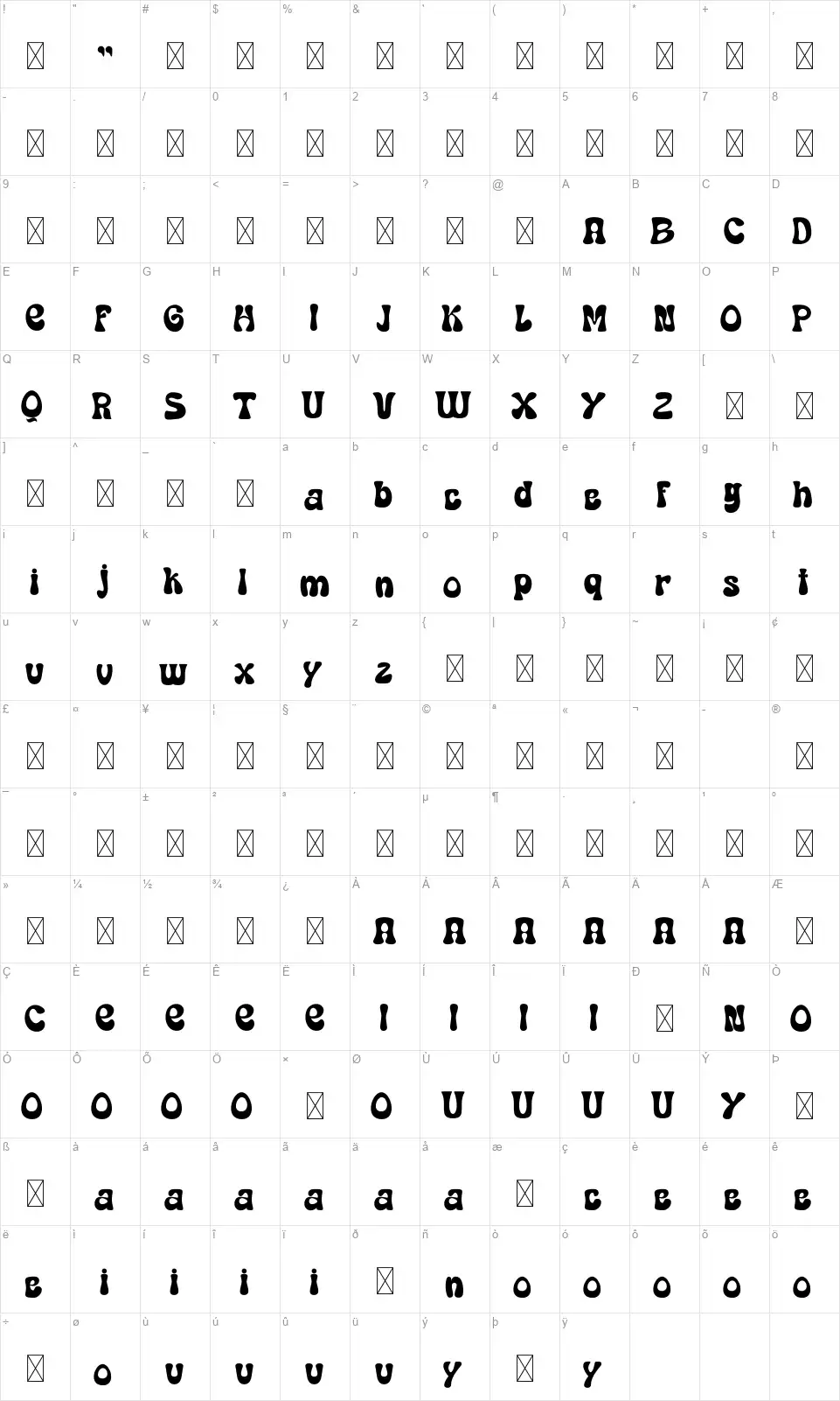 Lumida Map Lumidafont character map