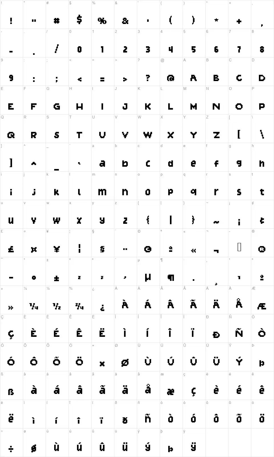 Lychee Sodafont character map