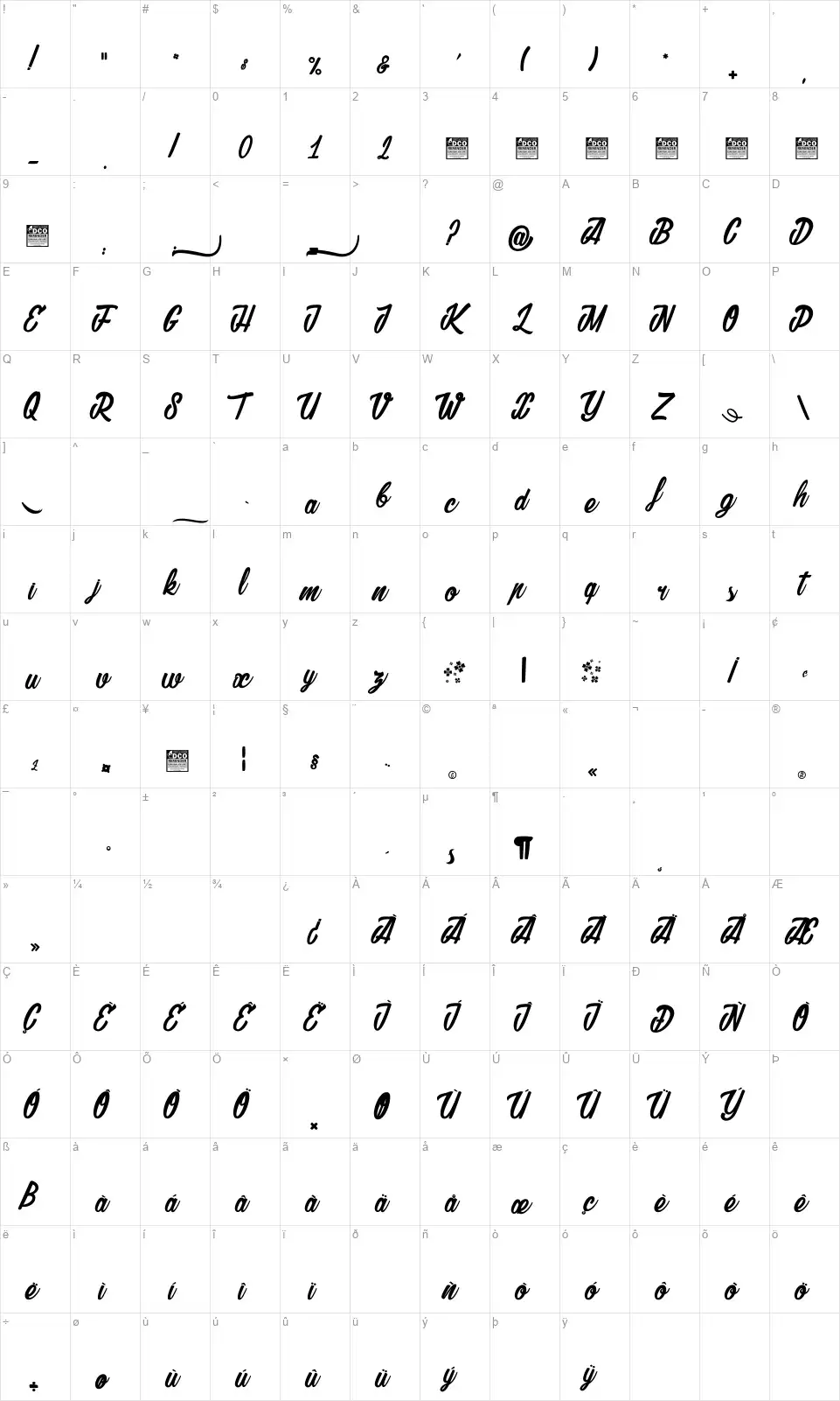 Madame Vivianefont character map