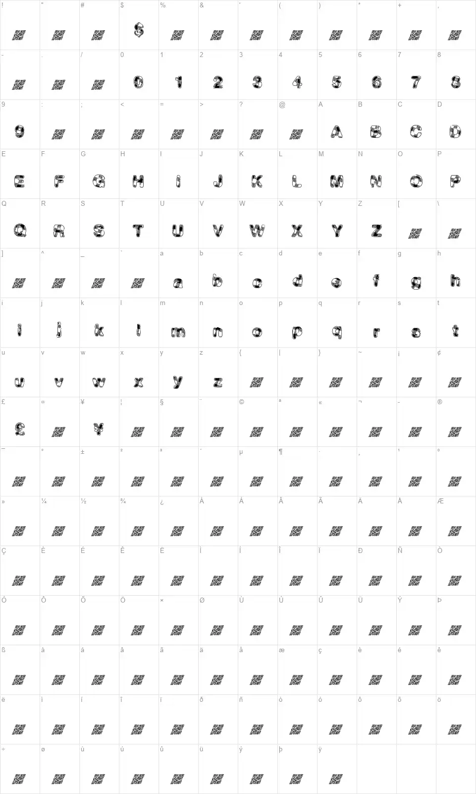 MadPicNicfont character map