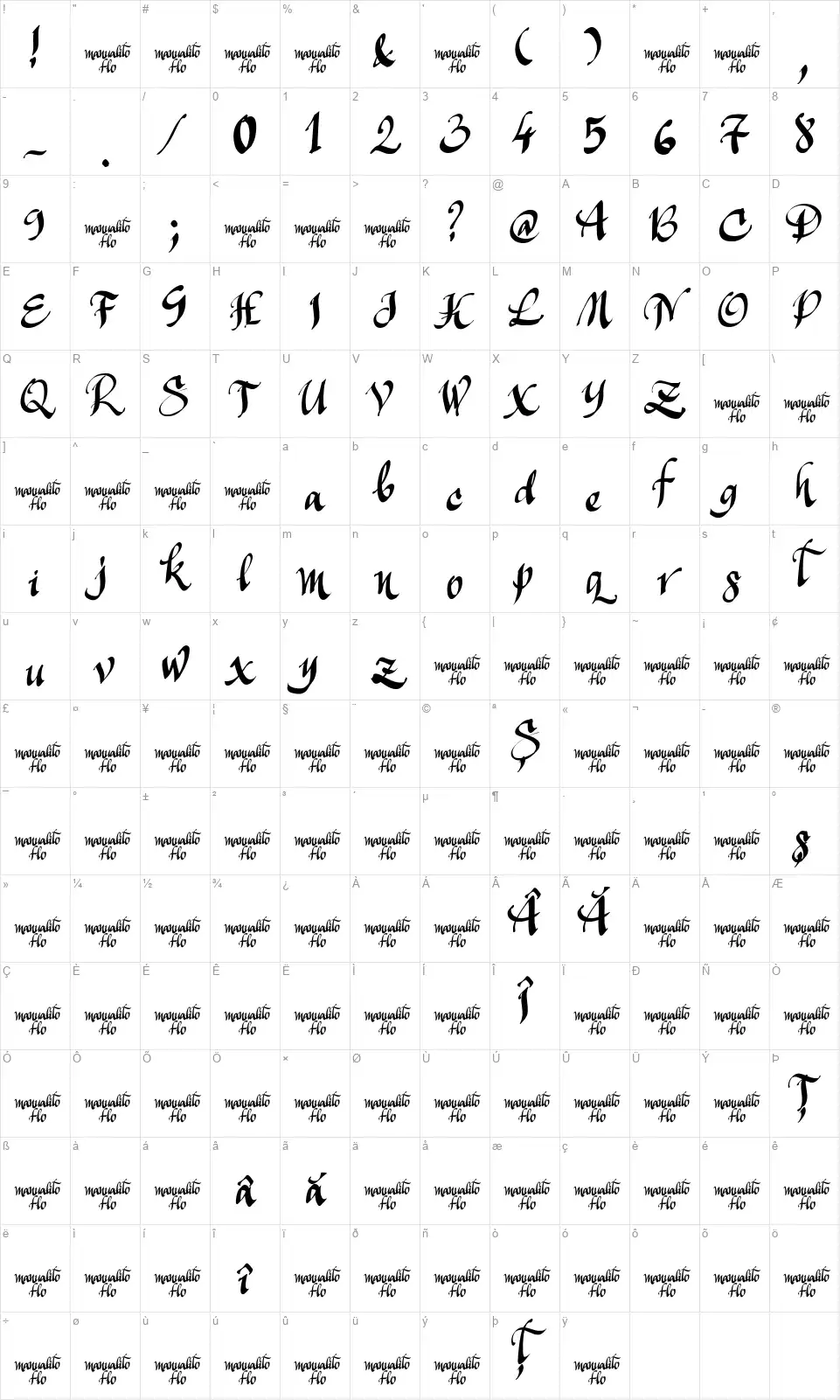 Manualito Flofont character map