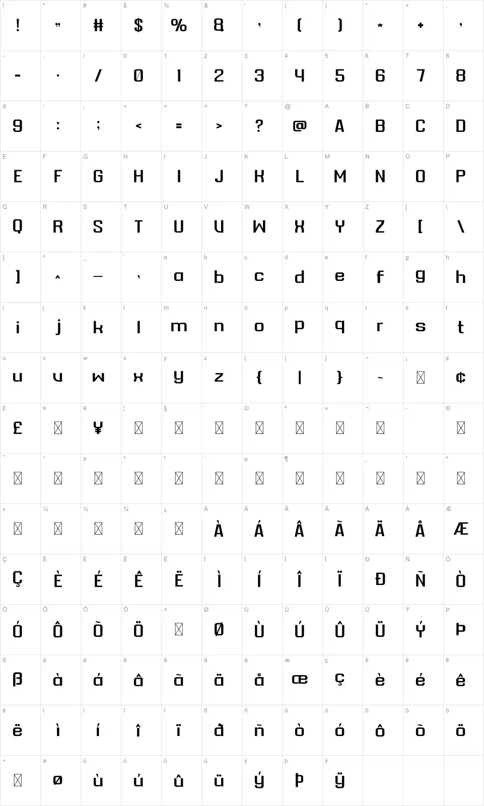 Marba Map Marbafont character map