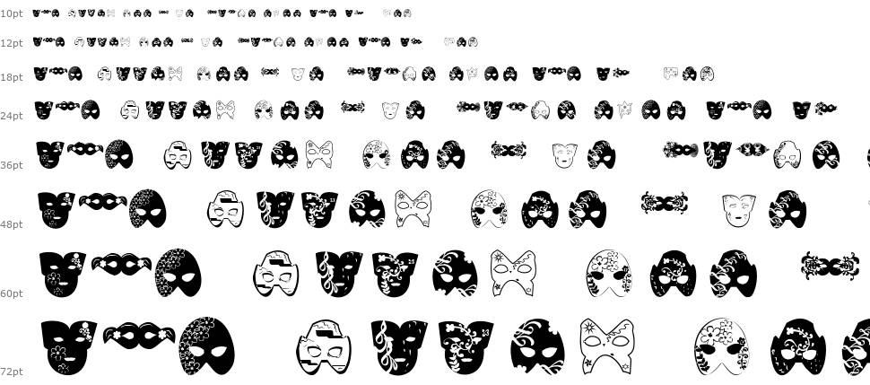 Mascaras de Veneza písmo Vodopád