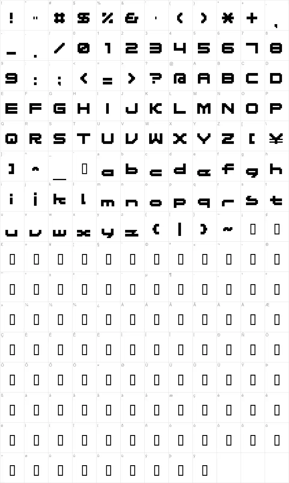 Massive 10font character map