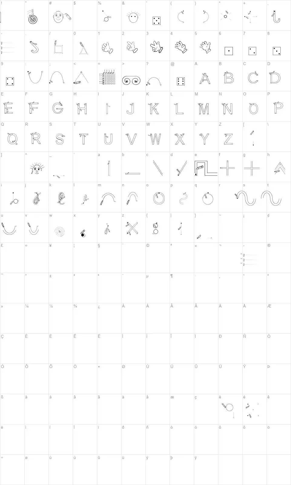 Maternellecolor Graphismefont character map