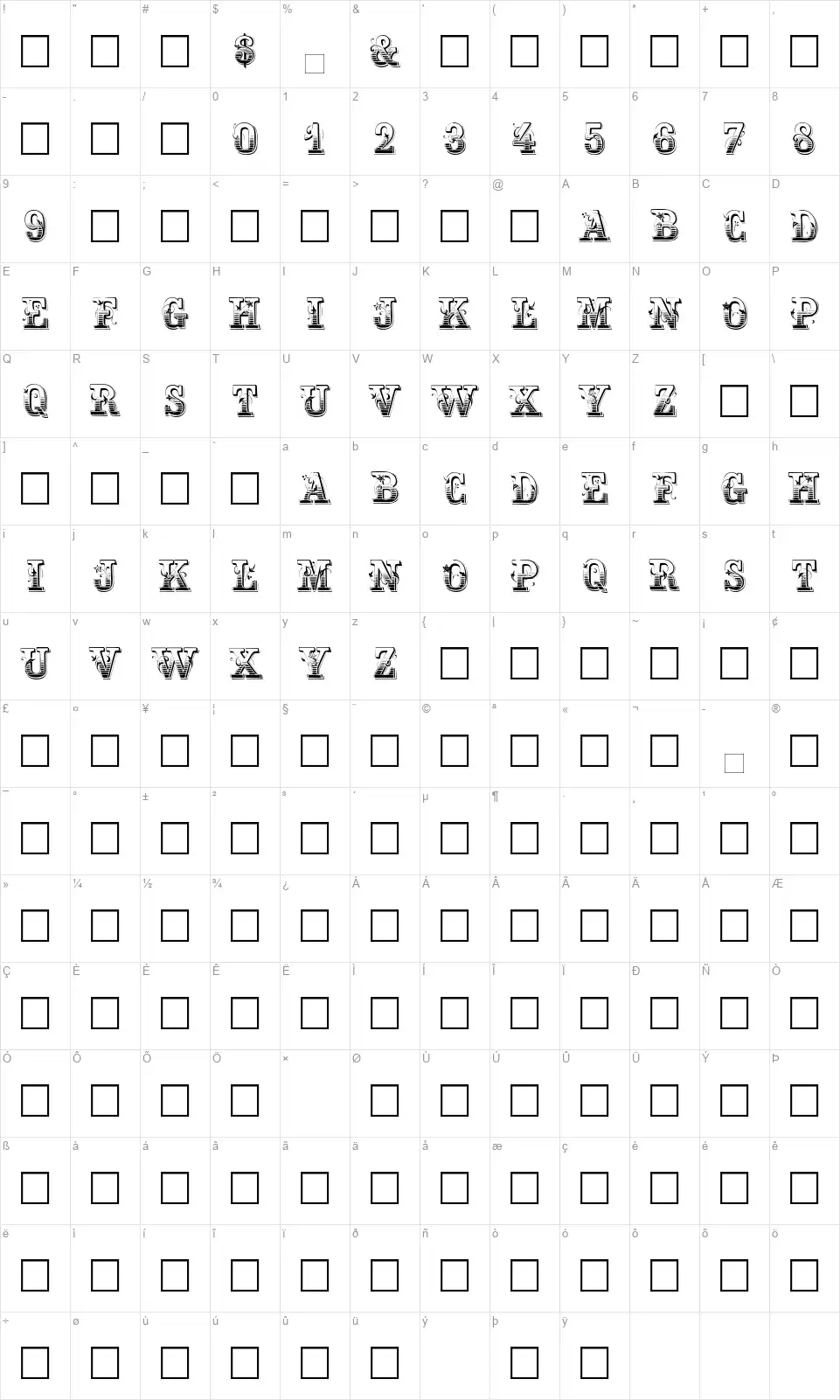 Max Initialefont character map