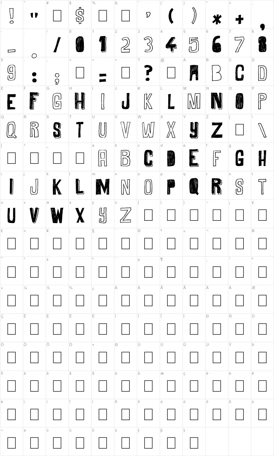 Maybe Maybe Notfont character map