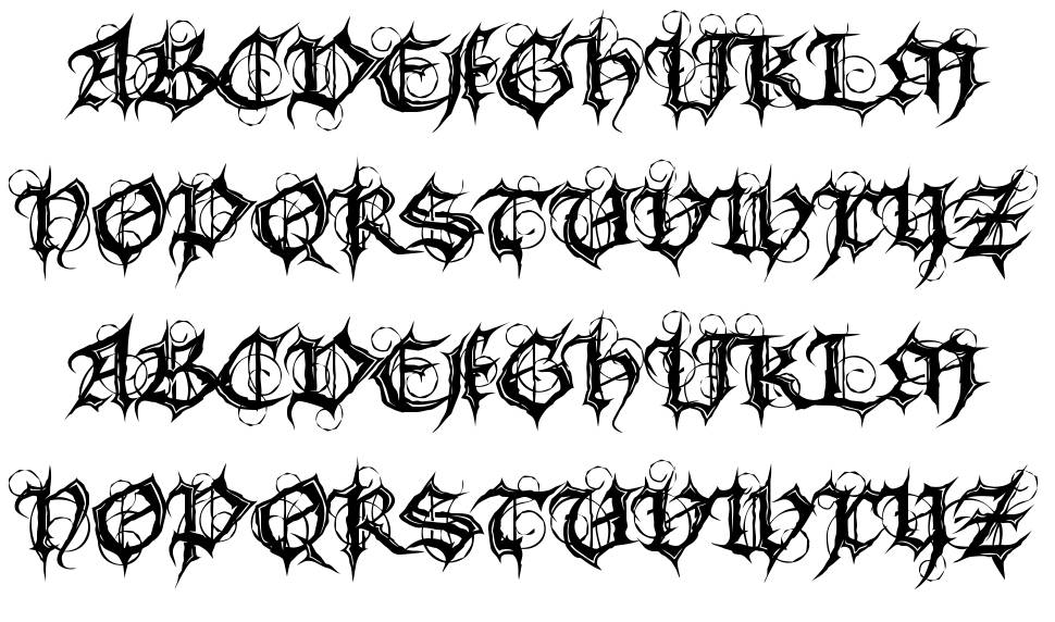 MB Gothic Spell font specimens