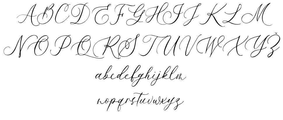 Mellaney Script font specimens