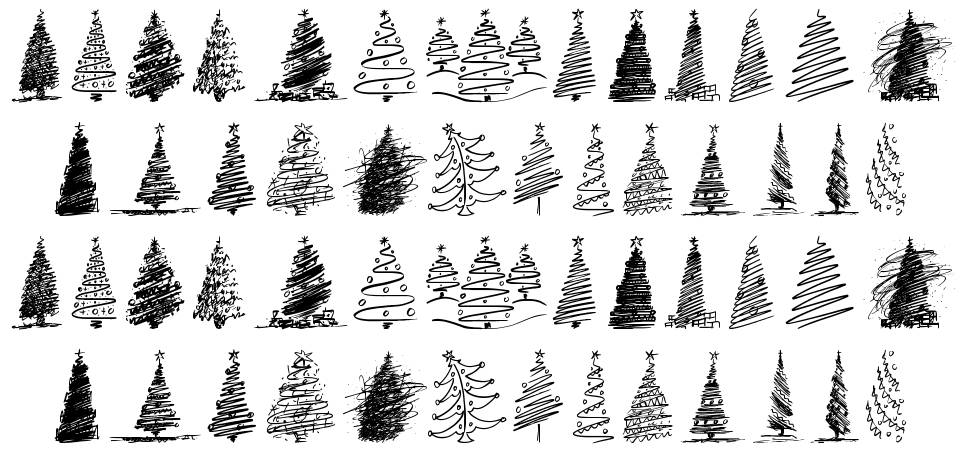 Merry Christmas Trees font specimens