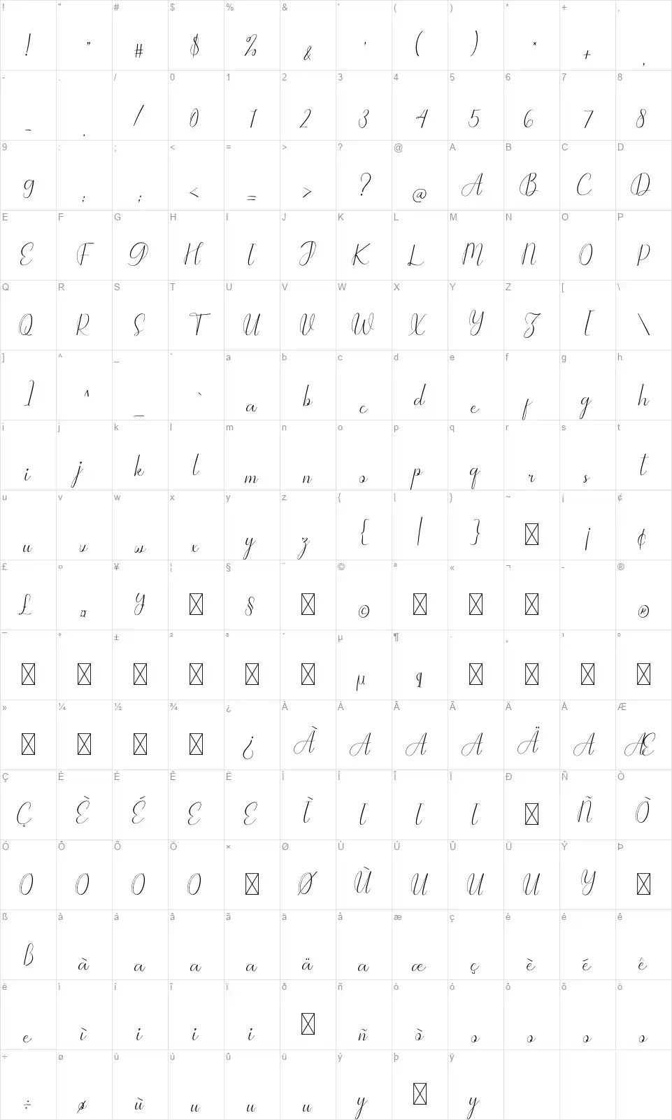 Mia Khalifahfont character map